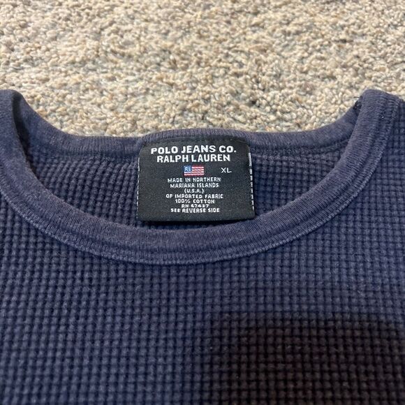 Polo Ralph Lauren Big & Tall Men's‎ Gray Waffle Knit Thermal Flag Logo T-Shirt - Picture 3 of 7